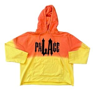 Palace Skateboards LA HIPPY HOOD Orange & Yellow Boxy Roll Hem Hoodie Size Large